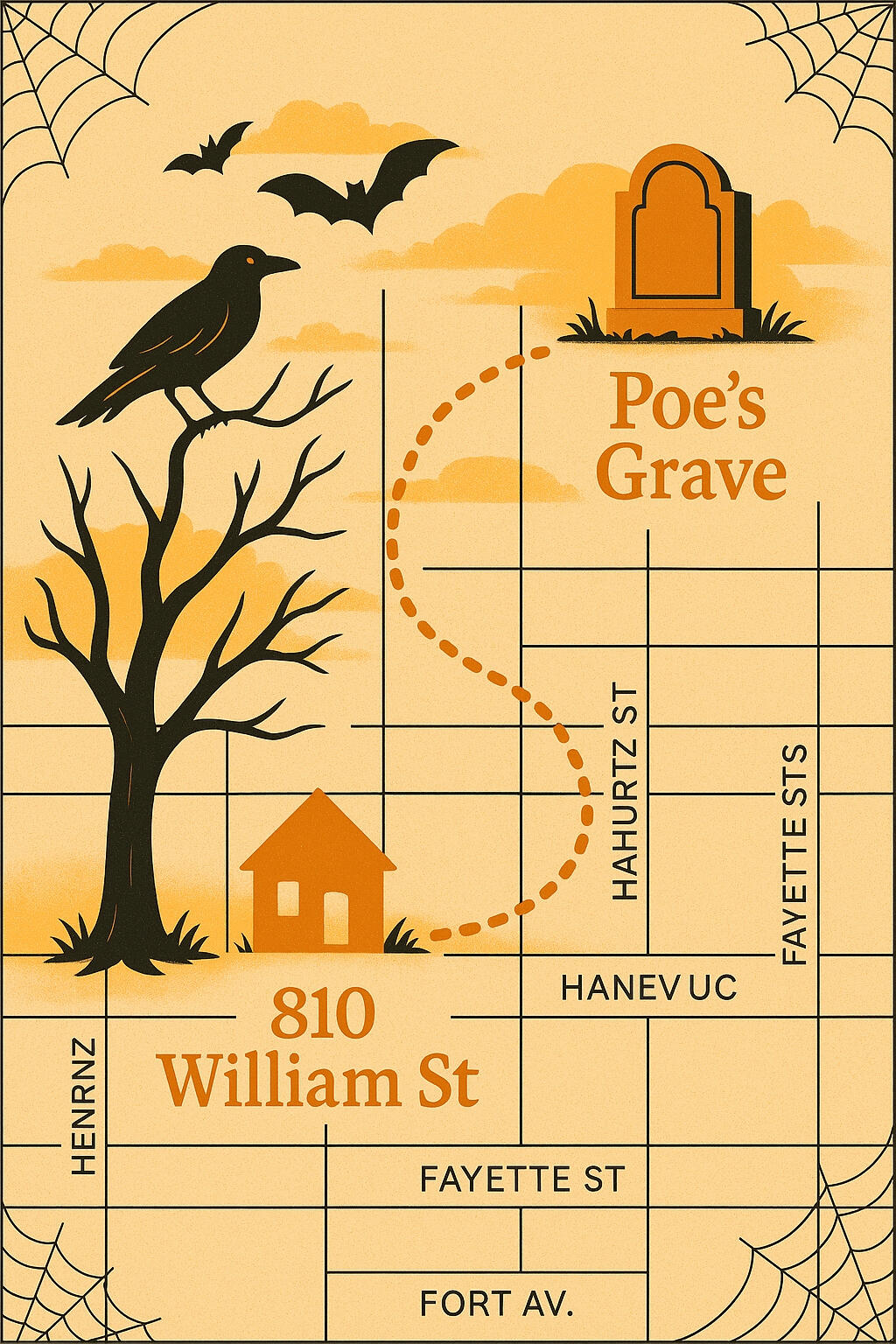 Map to Poe's Grave